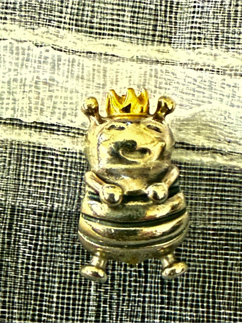Pandora Silver Queen Bee Charm with Gold Crown-Two Tone.
